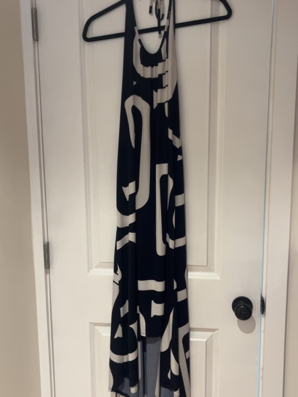 Navy and Cream Graphic Maxi Dress